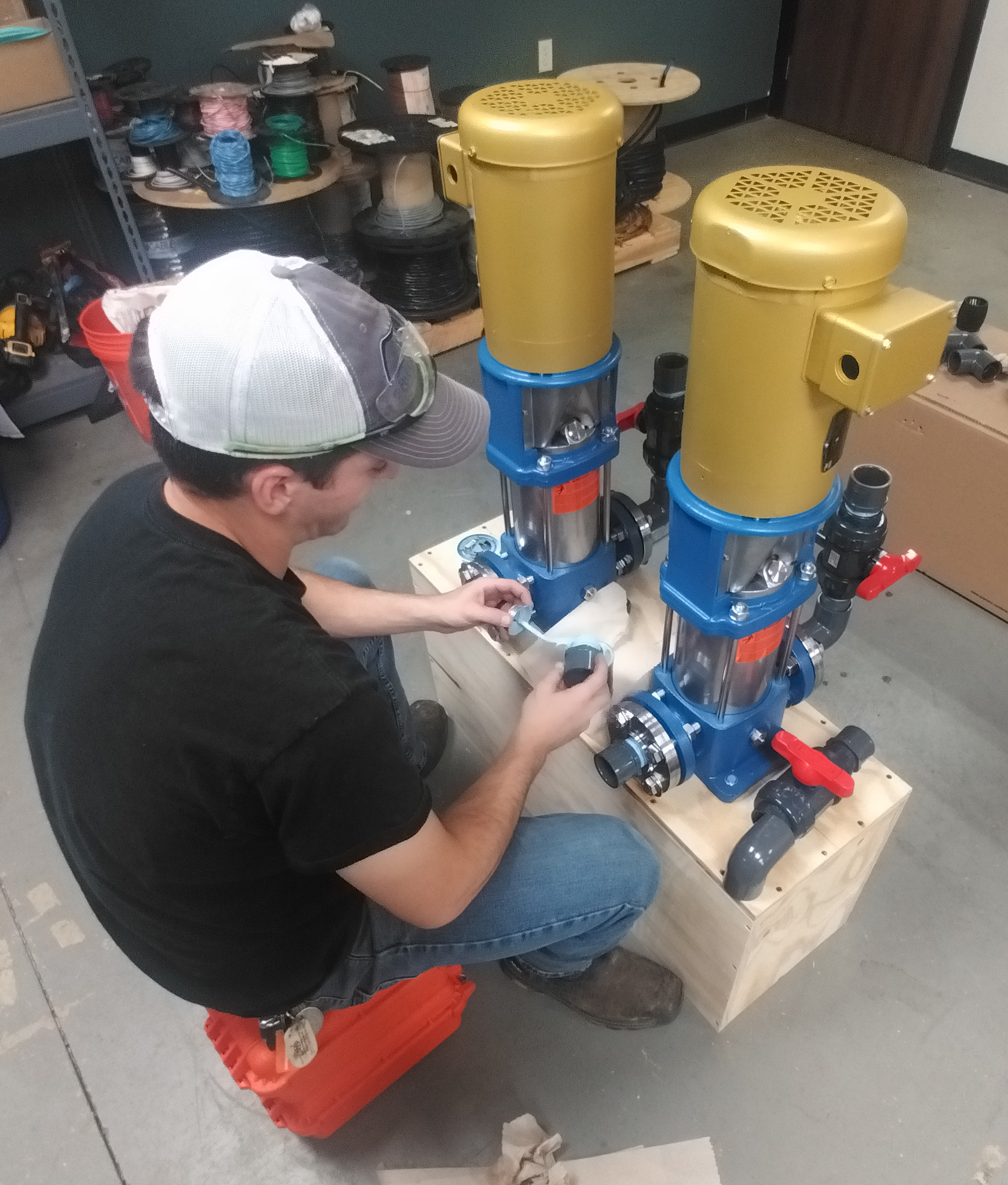 Jake roughing out the components of a chemical skid